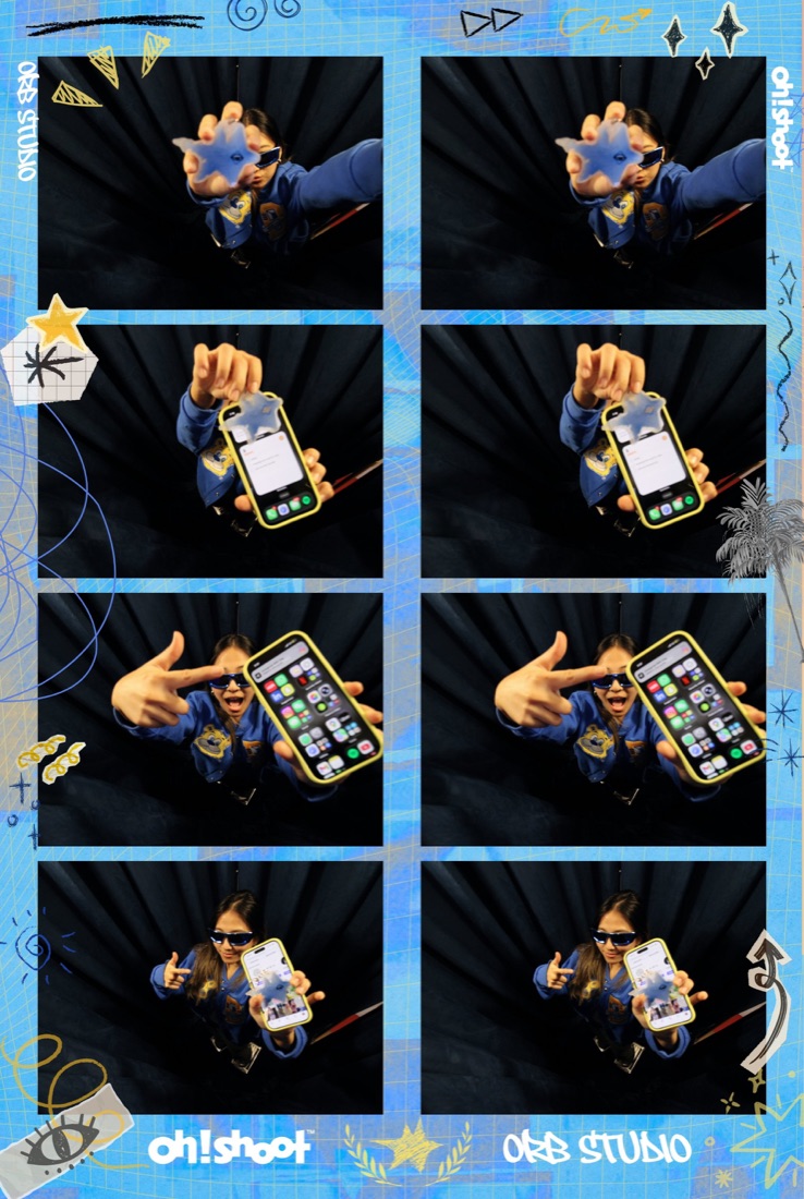 Brand collab strip with custom blue frame